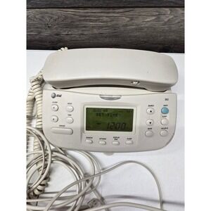AT&T 360 Corded Telephone AM/FM Radio Alarm Clock Caller ID Lucent White Vintage